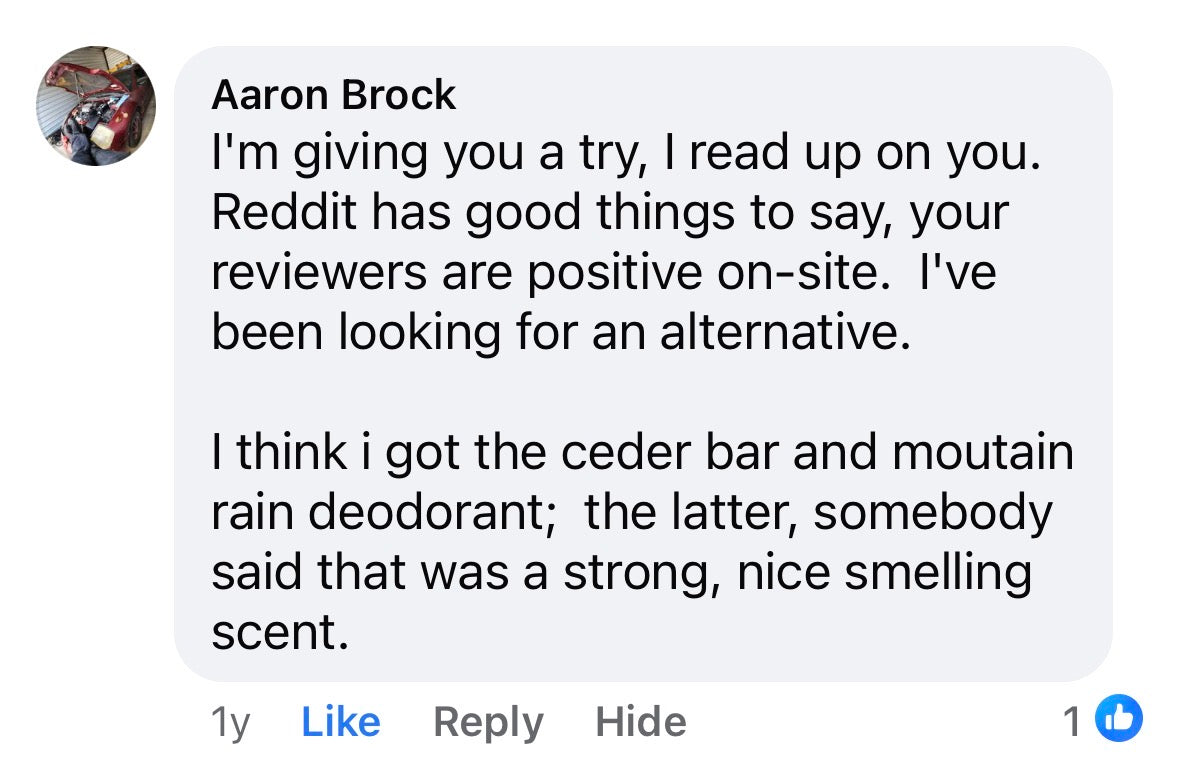 Facebook comment — researched on Reddit, placing an order